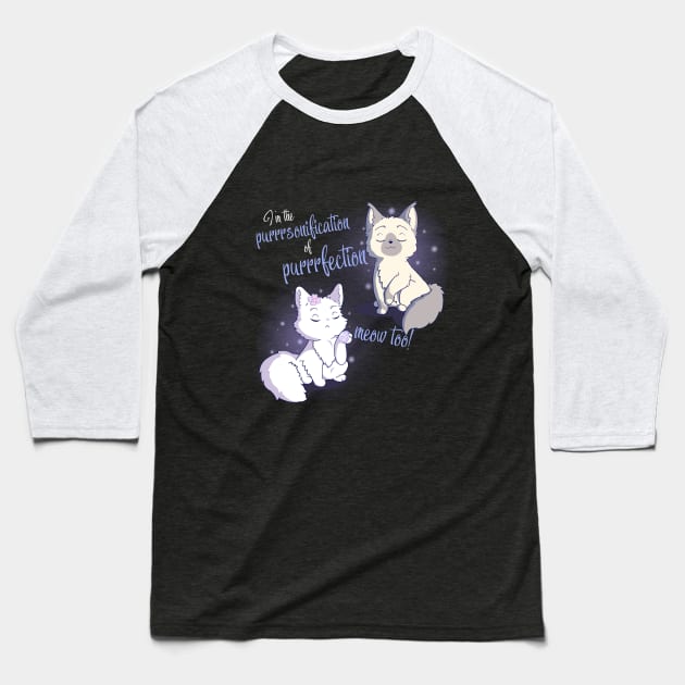 Purrfection Baseball T-Shirt by QuirkyMix